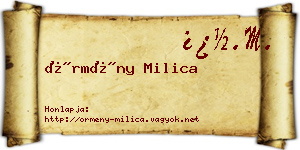 Örmény Milica névjegykártya
